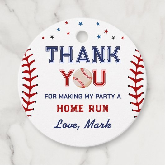 Étiquettes Cadeau Merci de baseball (Devant)