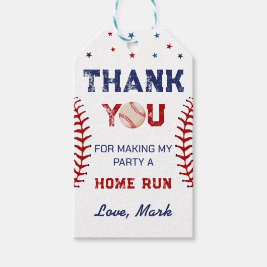 Étiquettes-cadeau Merci de baseball (Devant)