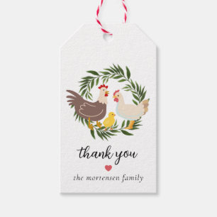 Étiquettes-cadeau Merci de bébé en poussette agricole