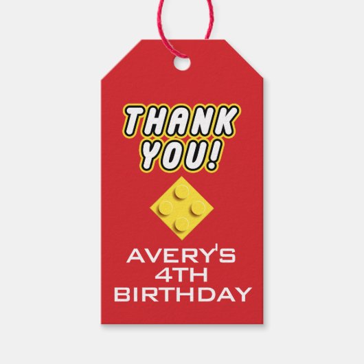 Étiquettes-cadeau Merci de briques colorées de BLOCK personnalisé (Devant)