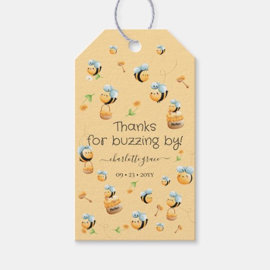 Étiquettes-cadeau Merci de Buzzing by 1st Baby's Bee Day (Devant)