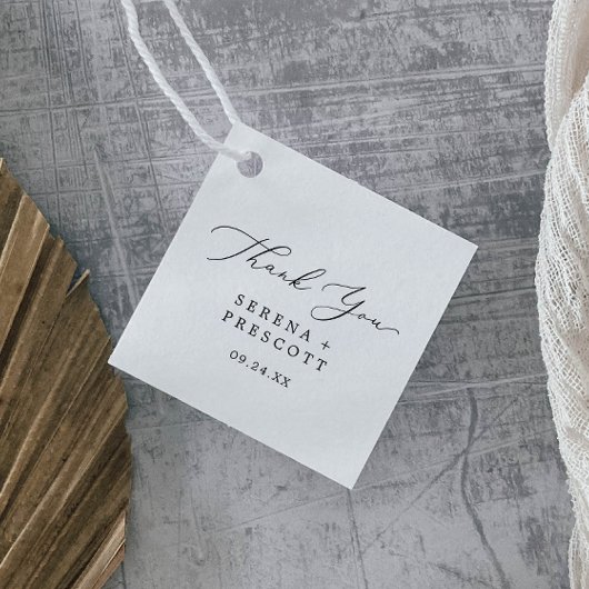 Étiquettes Cadeau Merci de calligraphie noir délicat