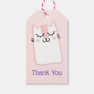 Étiquettes-cadeau Merci de chaton rose couchant