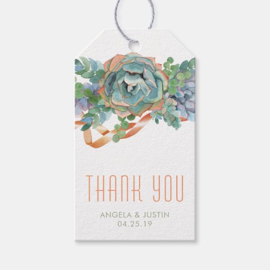 Étiquettes-cadeau Merci de cluster hydrocouleur Succulent (Devant)