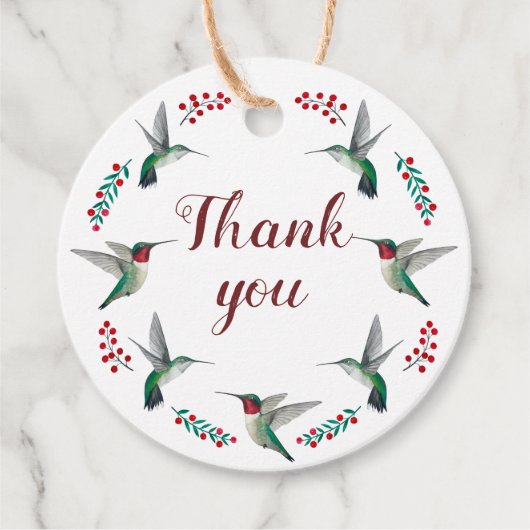 Étiquettes Cadeau Merci de colibri (Devant)