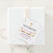 Étiquettes Cadeau Merci De Communion Rose Et Or (En situation)