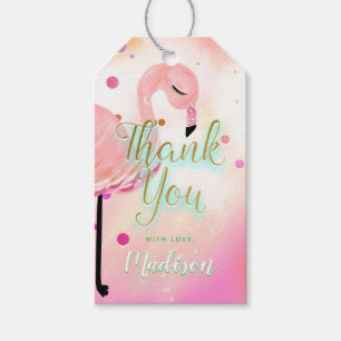 Étiquettes-cadeau Merci de confettis de Flamant rose