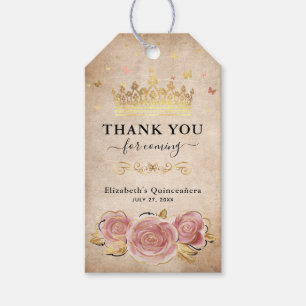Étiquettes-cadeau Merci de Couronne rose rose pâle Rose rose Favoris