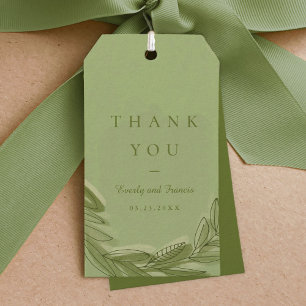 Étiquettes-cadeau Merci de couronnes vertes