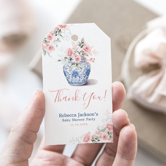 Étiquettes-cadeau Merci de de Baby shower de bocal rose