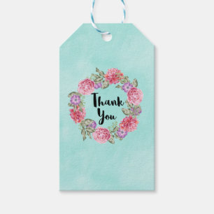 Étiquettes-cadeau Merci de de courroie d'aquarelle florale
