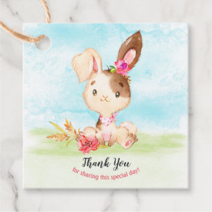 Étiquettes Cadeau Merci de ferme de Baby shower de lapin écolière