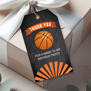 Étiquettes-cadeau Merci de fête d'anniversaire de basket