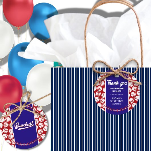 Étiquettes Cadeau Merci de fête d'anniversaire de l'enfant de baseba