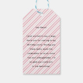 Étiquettes-cadeau Merci de fête d'anniversaire de trois Rex Girl (Dos)