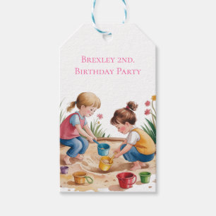 Étiquettes-cadeau Merci de fête de fille de Sandbox 2e anniversaire