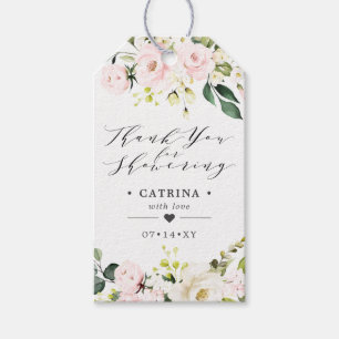 Étiquettes-cadeau Merci de Fête des mariées aux fleurs roses