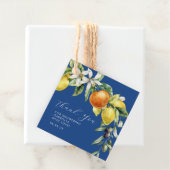 Étiquettes Cadeau Merci de Fête des mariées bleu Boho Citrus (En situation)