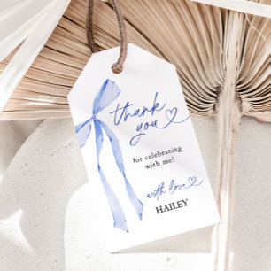 Étiquettes-cadeau Merci de Fête des mariées Bleu Bow, Favoriser les