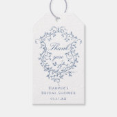 Étiquettes-cadeau Merci de Fête des mariées bleu français classique (Devant)