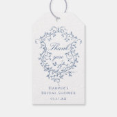 Étiquettes-cadeau Merci de Fête des mariées bleu français classique (Dos)