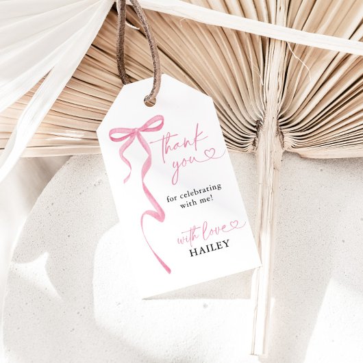 Étiquettes-cadeau Merci de Fête des mariées Bow rose, Favoriser les 