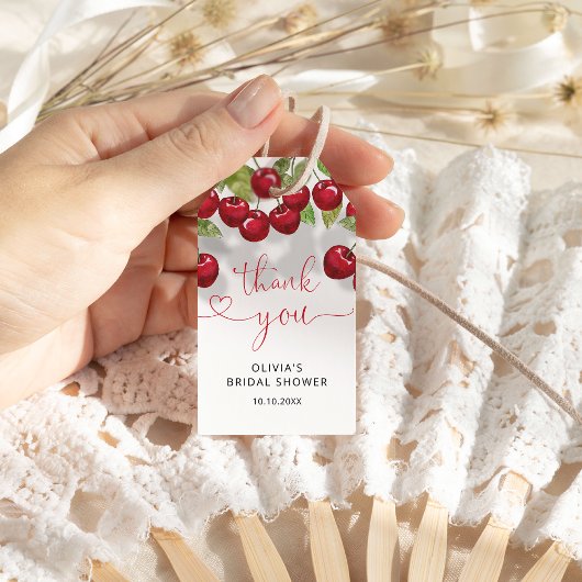 Étiquettes-cadeau Merci de Fête des mariées cerise