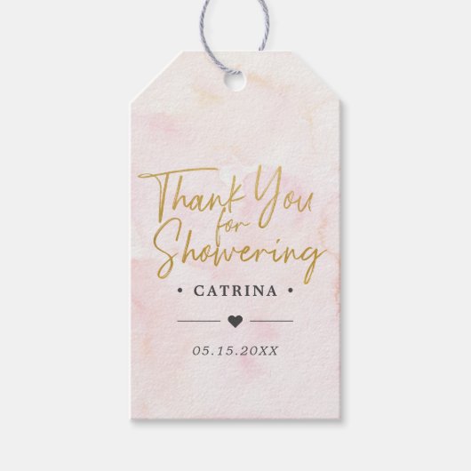 Étiquettes-cadeau Merci de Fête des mariées d'aquarelle rose vif (Devant)