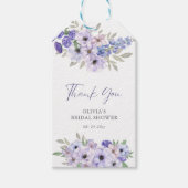 Étiquettes-cadeau Merci de Fête des mariées de script de fleurs viol (Devant)