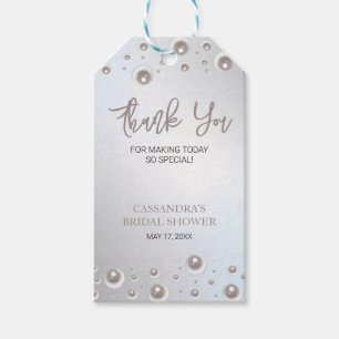 Étiquettes-cadeau Merci de Fête des mariées en argent à perle blanch