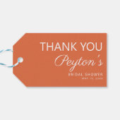 Étiquettes-cadeau Merci de Fête des mariées orange simple (Dos Horizontal)