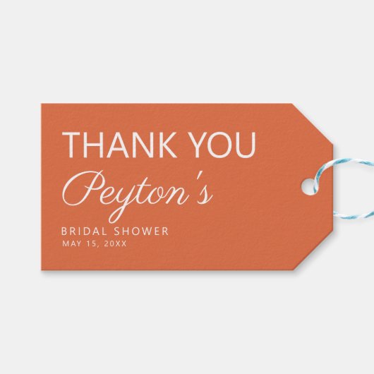 Étiquettes-cadeau Merci de Fête des mariées orange simple (Devant (Horizontal))