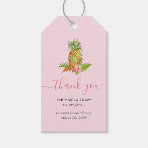 Étiquettes-cadeau Merci de Fête des mariées tropicale rose