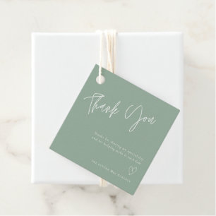 Étiquettes Cadeau Merci de Fête des mariées vert simple Sage