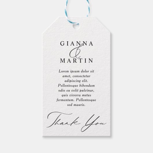 Étiquettes-cadeau Merci de fin de semaine Mariage moderne (Devant)