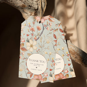 Étiquettes-cadeau Merci de Fleur sauvage vert Boho Sage personnalisé