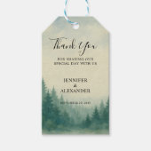 Étiquettes-cadeau Merci de forêt de pins d'aquarelle mariage (Devant)