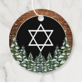 Étiquettes Cadeau Merci De Forêt Neige Noire Pour Mitzvah À Venir (Dos)