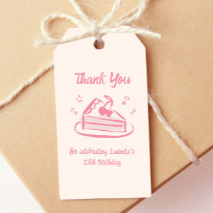 Étiquettes-cadeau Merci de gâteau rose Whimsical à la main tiré