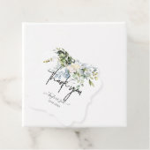 Étiquettes Cadeau Merci de gomme bleu Eucalyptus Signature Script (En situation)