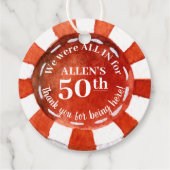 Étiquettes Cadeau Merci de jeton de poker d'anniversaire (Dos)