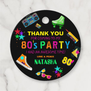Étiquettes Cadeau Merci de la fête d'anniversaire de Neon 80