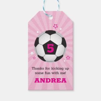 Étiquettes-cadeau Merci de la fête de football Favoriser Tags rose