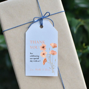 Étiquettes-cadeau Merci de Mariage à fleurs orange de Poppy