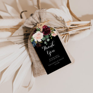 Étiquettes-cadeau Merci de Mariage botanique noir rustique