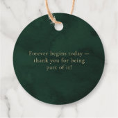 Étiquettes Cadeau Merci de Mariage botanique vert émeraude (Dos)