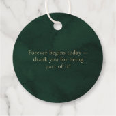 Étiquettes Cadeau Merci de Mariage botanique vert émeraude (Dos)