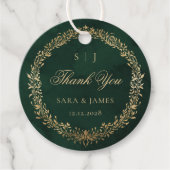 Étiquettes Cadeau Merci de Mariage botanique vert émeraude (Devant)