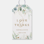 Étiquettes-cadeau Merci de Mariage botanique vert et or (Devant)