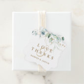 Étiquettes Cadeau Merci de Mariage botanique vert et or (En situation)